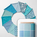 Cotton Satin Patchwork Fabric Panel – 35 Designs, 20×20 cm Squares, Single Piece 150×110 cm, Blue Patchwork Quilt Fabric(Ocean Breeze Patchwork Set, 35pcs 8x8 inch)