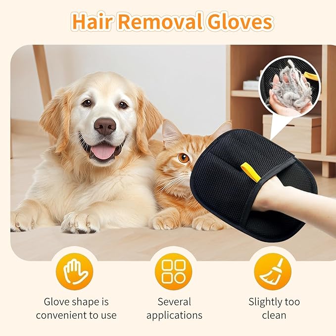 YUZUKYAUY 2 Pcs Electrostatic Gloves Pet Hair Removal,Reusable Pet Cat Dog Hair Removal Grooming Gloves Brush Tool