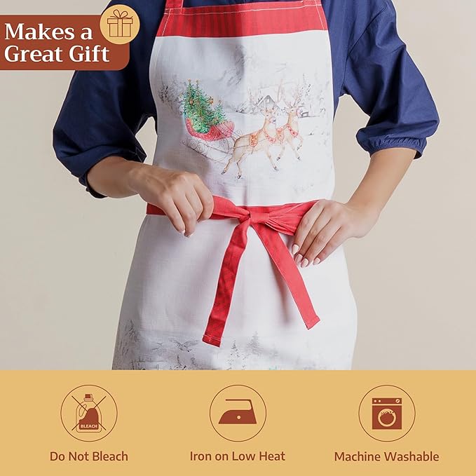 Maison d' Hermine 100% Cotton Apron for women with Pocket Kitchen Chef Apron for Men Cooking Gardening Server Waitress