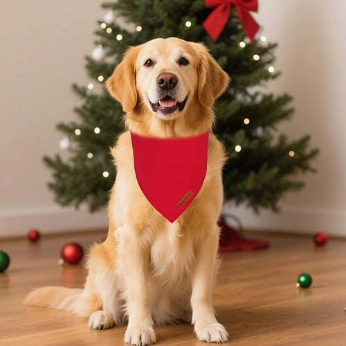 ADOGGYGO 2 Pack Red Green Dog Bandanas, Soft Cotton Solid Color Pet Triangle Scarf, Adjustable DIY Christmas Bandanas for Extra Large Dogs (X-Large)