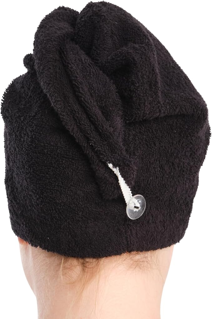 Seritaine Hair Towel Wrap for Women 2 Pack – 100% Turkish Cotton Turban for Wet Hair Quick Dry – Soft & Gentle Head Towel Cap– Soft and Absorbent Cotton - 10x26 inch