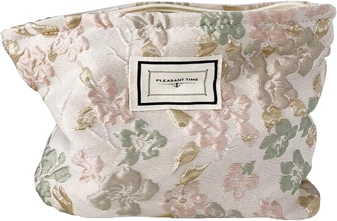 SxoSyo Cosmetic Bags for Women Makeup Bag Large Capacity Purse Travel Toiletry Zipper Storage Pouch Make up Brushes Organizer for Gifts (Stereo flower, pink)