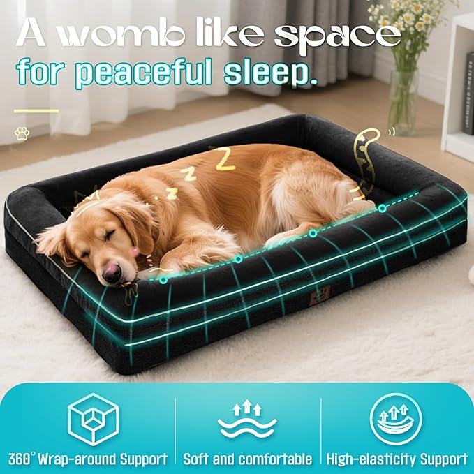 TaiBest Waterproof Memory Foam Dog Beds for Small Dogs Non-Slip Orthopedic Dog Beds Washable Couch Pet Bed with Removable Cover (Black, Small)