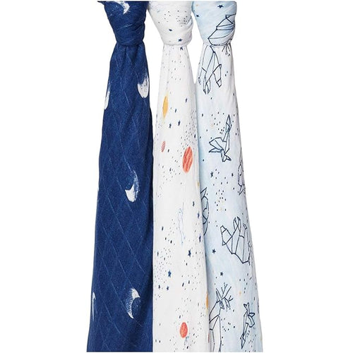 aden + anais Silky Soft Swaddle Blanket, Ideal Newborn & Infant Swaddling Set, 3 Pack, Stargaze