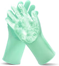 Maiiu Pet Grooming Gloves—Heat Resistant Dog Washing Gloves with High-Density Teeth, Dog Bath Scrubber with Enhanced Five Finger Design, Silicone Gloves for Dogs and Cats Bathing, Massage (Green)