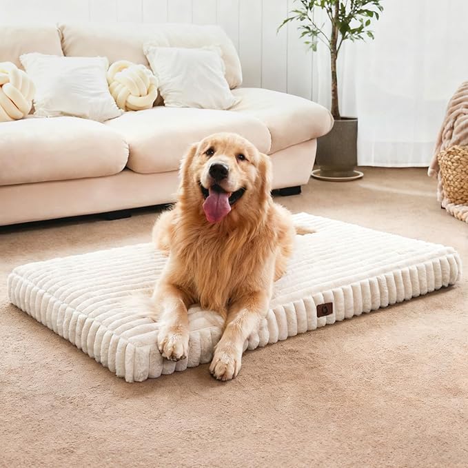 Cozila Dog Beds for Extra Large Sized Dog, Orthopedic Pet Bed with Waterproof Lining, Soft Short Plush Surface & Egg Crate Foam, Machine Washable Pet Mat with Removable Cover & Anti Slip Bottom