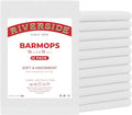RIVERSIDE Bar Mop Towels Pack of 12, 16x19 Inches, 100% Ring Spun Cotton Terry Cloth Kitchen Towel, Highly Absorbent & Reusable Multipurpose Cleaning Rags for Bathroom, Hotel, Restaurant, White