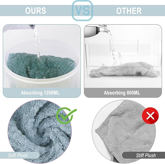 YHPDYL 3 Pack Microfiber Hair Towel Wrap for Women, Fast Drying Hair Turban with Button, Anti-Frizz Large Hair Towel for All Hair Styles, Soft & Absorbent Hair Drying Towel