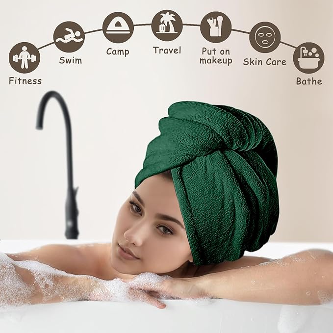 YHPDYL Hair Drying Towel 3 Pack - Ultra Soft Microfiber Turban Twist Hair Wrap for Women - Super Absorbent, Quick Dry Hair Towel Cap for Wet Hair (3 Colors, Yellow Green & Purple)