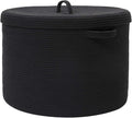 Cottonphant 20" x 20" x 15" Extra Large Storage Basket with Lid, Cotton Rope Storage Baskets, Laundry Hamper, Cloth Bin, for Clothes Towels Blankets Pillows Storage in Living Room, All Black