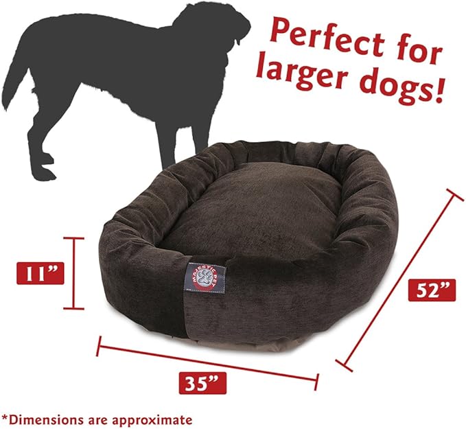 Majestic Pet Villa 52 Inch Shredded Memory Foam Dog Bed for X-Large Sized Dog 52x35x11 Inch–Orthopedic Pet Bed with Removable Washable Cover-Washable X-Large Puppy Mat with Head Support-Storm