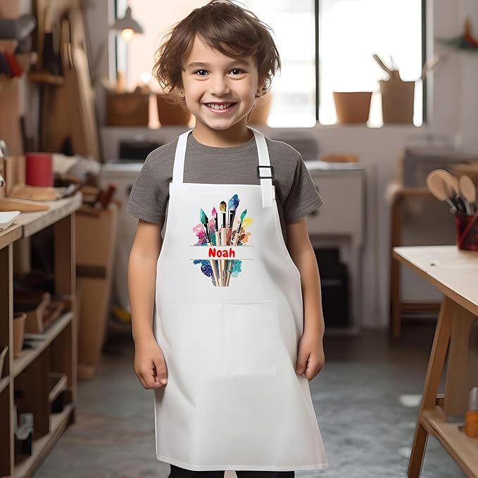 Personalized Kids Apron for Painting with Custom Name - Custom Artist Apron for Painting, Craft - Gift for Boys & Girls 3-13