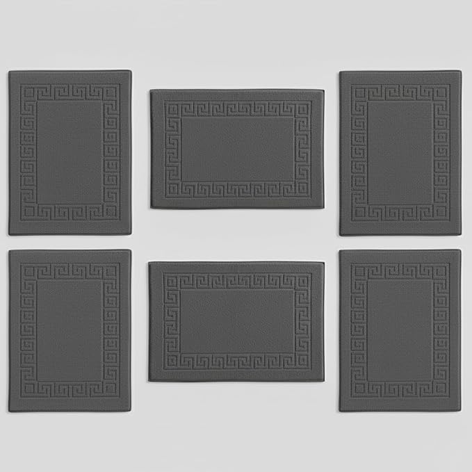 Peace Sleep Bedding Luxury Cotton Bath Mats Set of 6 – 20x32 Inches – 100% Ring-Spun Cotton, 650 GSM – Soft, Absorbent & Quick-Dry – Spa & Hotel Quality – Machine Washable – Dark Grey