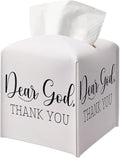 Christian Gifts Square Tissue Box Cover, Inspirational Gift Ideas for Friends, Thank You Dear God, Bathroom Office Desk Decor, Housewarming New Home Favor-(5.2 Inches)