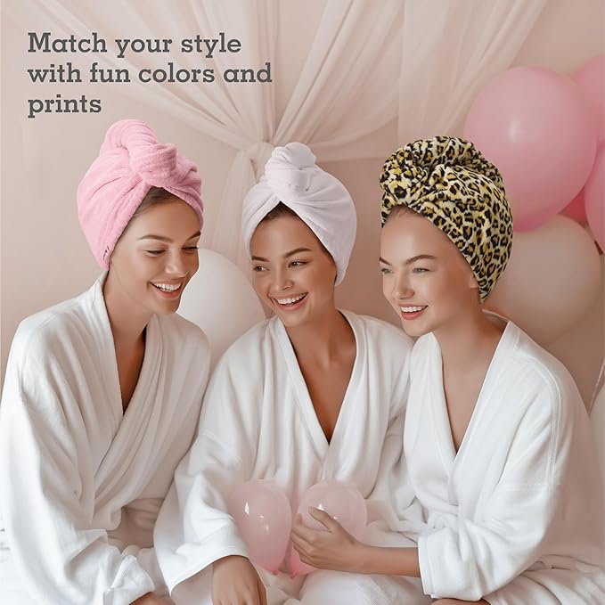 Brook + Bay Microfiber Hair Towel Wrap - Quick-Dry Absorption & Microfiber Towel - Anti-Frizz Styling & Hair Plop Technique