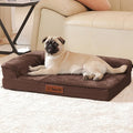 Rainmr Orthopedic Dog Bed Medium Size Dog, Memory Foam Dogs Bed for Medium Dogs, Washable Removable Cover, Nonskid Bottom, Waterproof, for Indoor, Outdoor, Crate ＆ Car Use, 35x23x6 Inches, Brown Grey