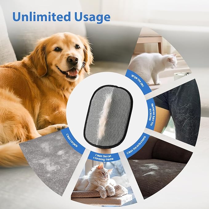 Concutelly Pet Hair Removal Glove for Dogs & Cats,Multifunctional Five-Finger Electrostatic Pet Hair Remover Gloves, Double Sided Bristle Pet Hair Removal Tool Furniture Car Fur Removal