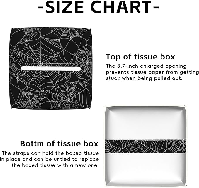 Spider Web Tissue Box Holder,Cube Tissue Box Cover Holder,Leather Facial Paper Organizer Dispenser Home for Bedroom Night Stands,Kitchen,Office and Car,5.2"×5.2"×5.2"