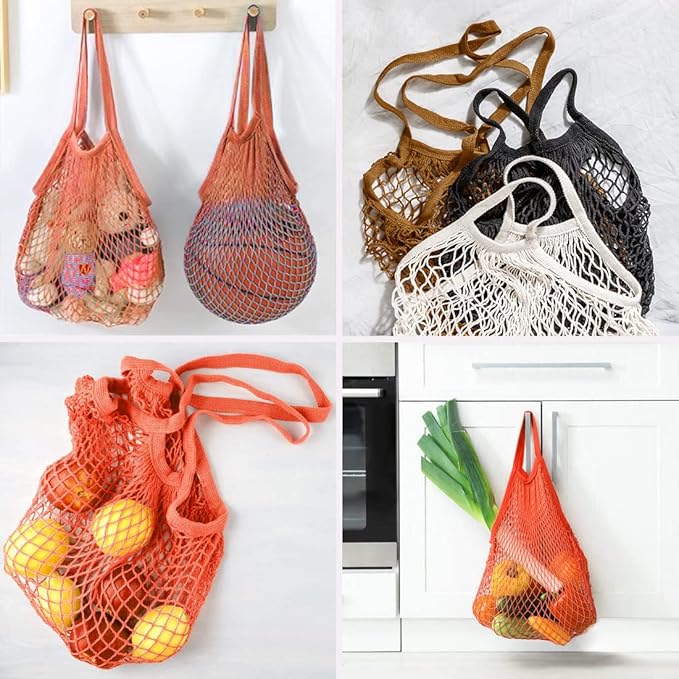 DRWSSR 2pcs Fashion Storage Mesh Bag Reusable Fruit Mesh Bag Shopping Mesh Bag Pure Cotton Portable Mesh Bag Shopping Bag