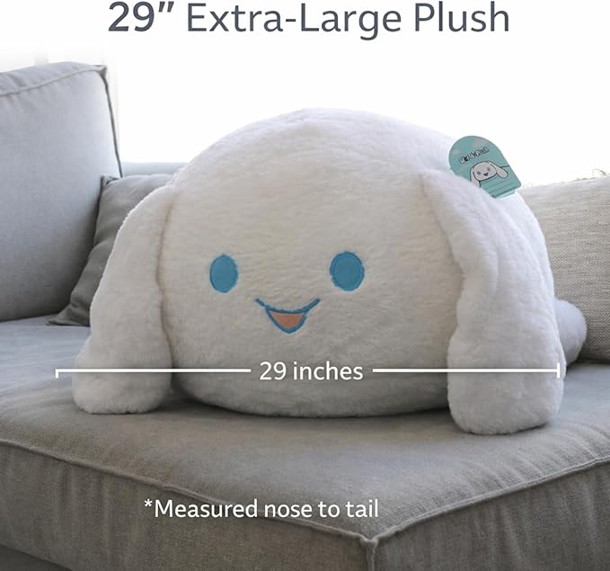 WORLD OF PLUSH 29-Inch Jumbo White Rabbit Plush – Giant Stuffed Bunny Toy for Kids & Adults – Soft Kawaii Cuddle Animal Pillow – Gift for Girls, Boys, Bedroom Decor, Easter Bunny Toy