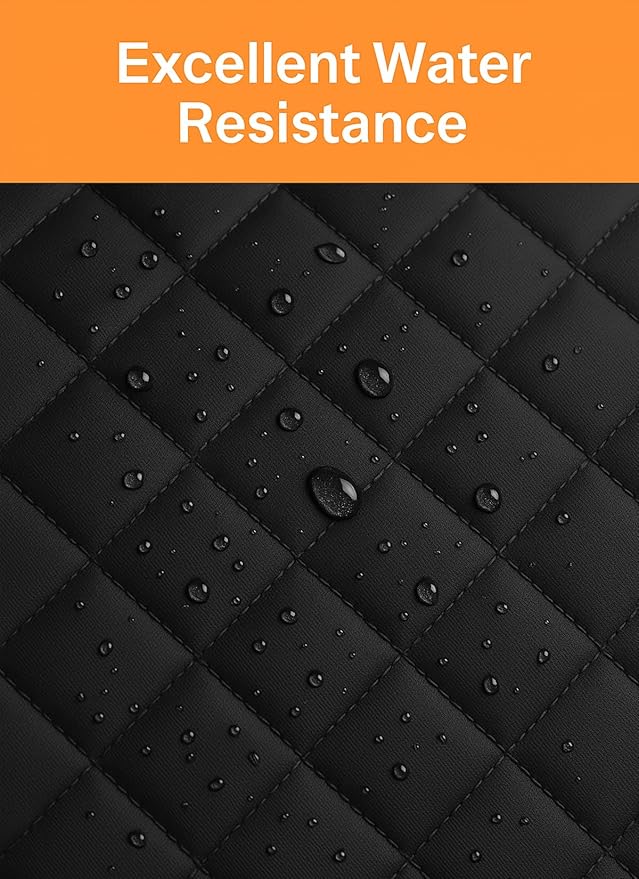 fidozen Dog Car Seat Cover, Universal Fit, Waterproof, Breathable, Machine Washable, Pet Hammock with Storage Pocket, Black (Orange, Standard 54" W)