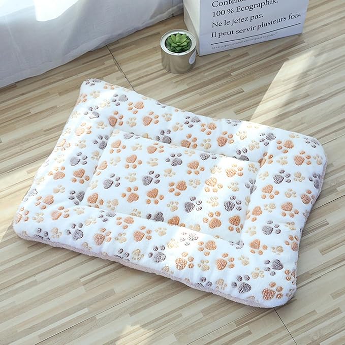 Self Warming Cat Bed, Heated Pet Pad for Indoor Cats & Small Dogs, Energy-Free Thermal Plush Mat with Paw Print Design, Orthopedic Soft Warm Bed for Kittens, Senior Pets - Gray (27.17" x 18.9")