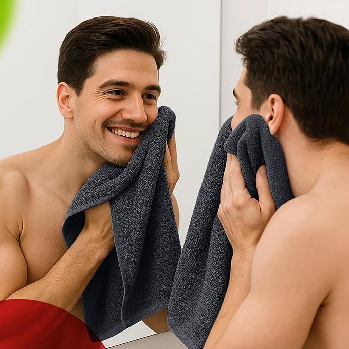 RIVERSIDE 6 Pack Premium Hand Towels Set, 16x28 inches, 100% Ring Spun Cotton, 600 GSM, Soft, Quick Dry and Highly Absorbent, Towels for Bathroom, Kitchen, Gym, Spa - Charcoal