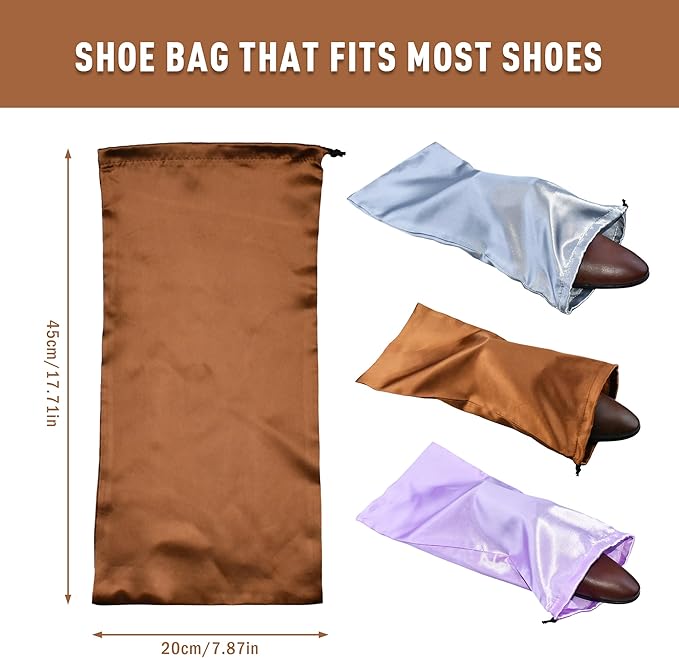 GONGKANGYUAN 4 Pack Shoe Bags for Travel Satin Fabric Shoe Bag with Drawstring for Men Women Travel Protecting Storing Shoes (Violets)