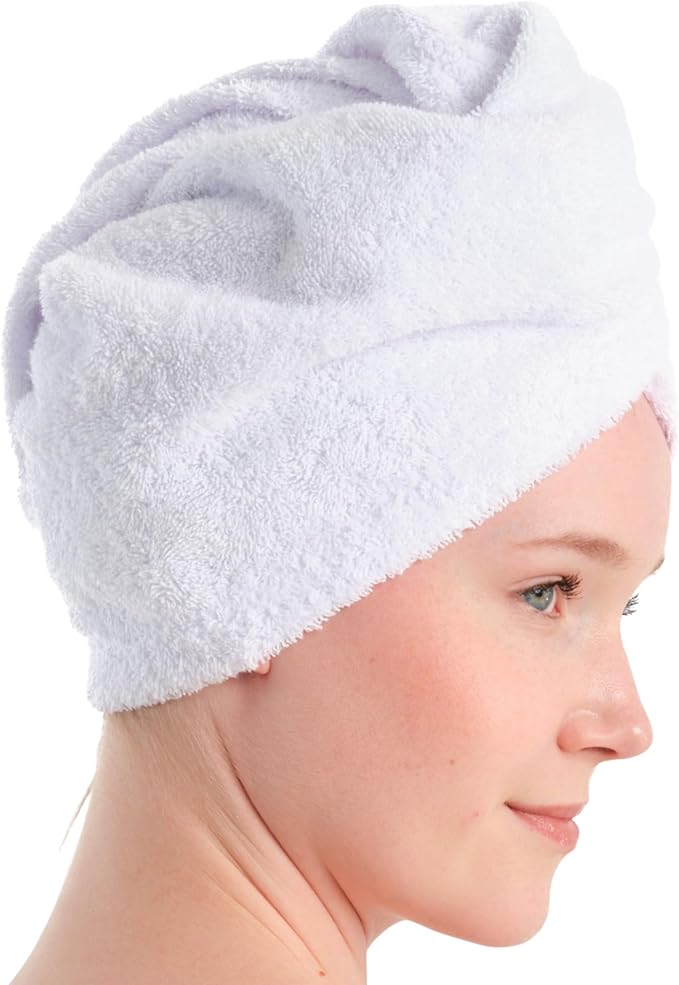 Seritaine Hair Towel Wrap for Women 2 Pack – 100% Turkish Cotton Turban for Wet Hair Quick Dry – Soft & Gentle Head Towel Cap– Soft and Absorbent Cotton - 10x26 inch