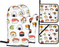 Japanese Kawaii Sushi Oven Mitts and Pot Holders Set of 4, Oven Mittens and Potholders Heat Resistant Gloves for Kitchen Cooking Baking Grilling BBQ