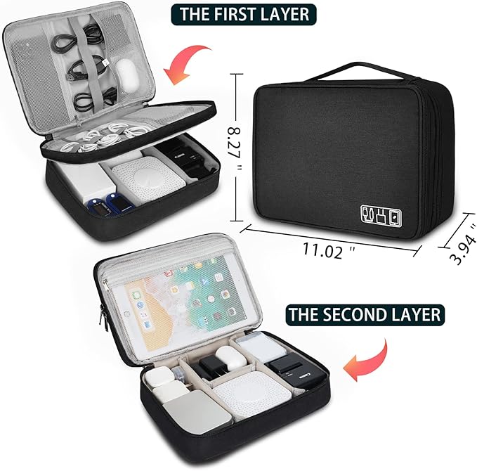 XINGXINRONG Electronic Organizer Travel Universal Cable Organizer Electronics Accessories Bag for Cable, Charger, Phone, USB, SD Card,1Pack