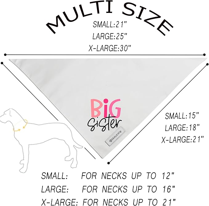 Realeaf Big Brother Big Sister Dog Bandanas Pet Scarf for Medium and Large Dogs New Baby Announcement Pet Accessories Pregnancy Reveal Ideas (Small)