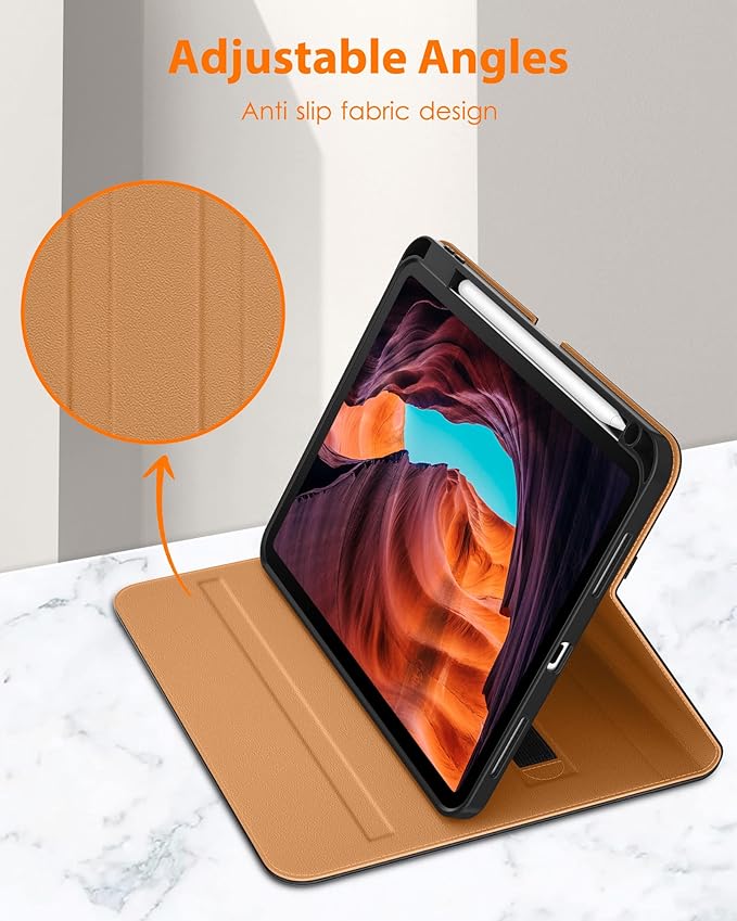 DTTO for iPad (A16) 11th Generation Case 11 Inch 2025, iPad 10th Generation Case 10.9 Inch 2022, Premium Leather Business Folio Stand Cover with Pencil Holder - Auto Wake/Sleep, Black