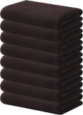 Kitinjoy 100% Cotton Waffle Weave Kitchen Towels, 8-Pack Super Soft and Absorbent Dish Towels for Drying Dishes, Kitchen Hand Towels, 13 in x 28 in, Dark Brown