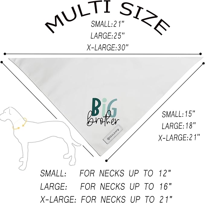 Realeaf Big Brother Dog Bandanas Pet Scarf for Large and Extra Large Dogs New Baby Announcement Pet Accessories Pregnancy Reveal Ideas (Big Brother, X-Large)