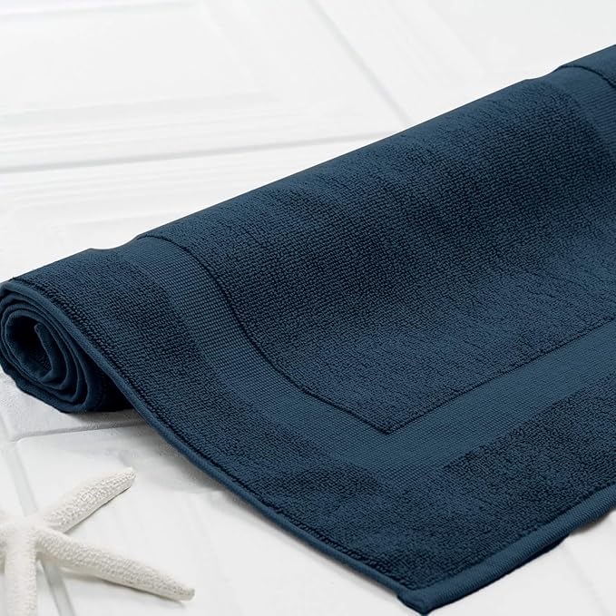 RIVERSIDE Bath Mat Set of 2 - Blue Opal Bath Mats 21x34 Inches, Not a Bathroom Rug, 100% Ring Spun Cotton, Super Soft & Highly Absorbent Bathroom Floor Mats