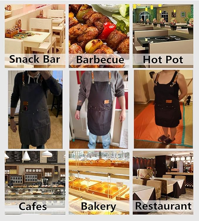 YOWESHOP Personlized Chef Apron Cross Back Apron with Adjustable Straps Canvas Embroidered & Printing
