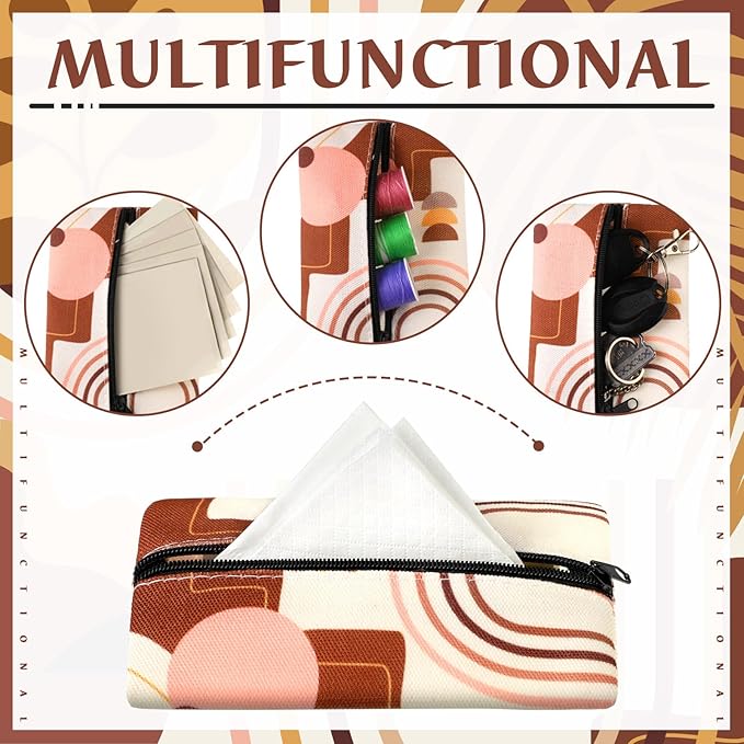 8 Pieces Purse Tissue Holder Reusable Travel Tissue Pouch Fabric Zipper Purse for Bag Car Office Home(Boho)