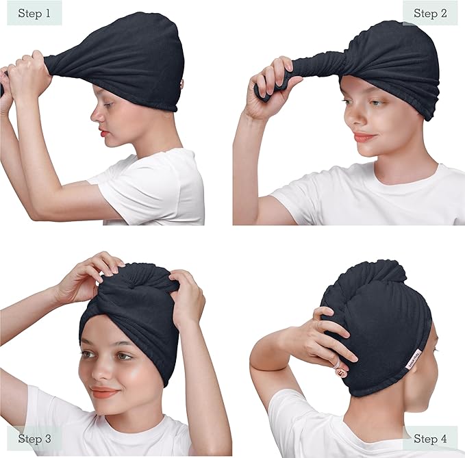 Brook + Bay Microfiber Hair Towel Wrap - Quick-Dry Absorption & Microfiber Towel - Anti-Frizz Styling & Hair Plop Technique
