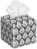 Abstract Geometric Tissue Box Cover Square,Tissue Box Holder with Belt Bottom,Stylish Leather Napkin Holder for Vanity Countertop,Nightstands,Office Desk,5.2"×5.2"×5.2"
