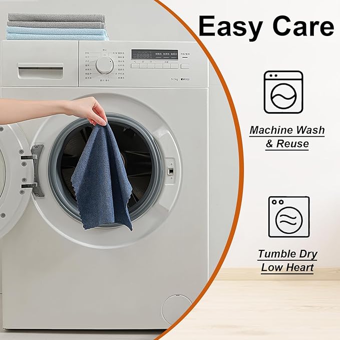 Tigona 80 Pack Microfiber Cleaning Cloth Roll,Lint Free Rags & Tear Away Reusable Towels Washable Scratch,Ultra Absorbent Dish Rags(12" x 12") for Car Kitchen Home Garage-Navy Blue