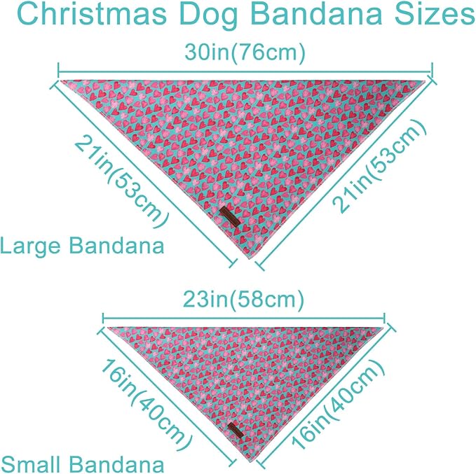 UP URARA PUP Valentine Dog Bandana - Pink Heart Triangle Bib Scarf for Small Medium Pets, Cotton Kerchief for Girl Boy Dogs or Cats, Red Puppy Bandana