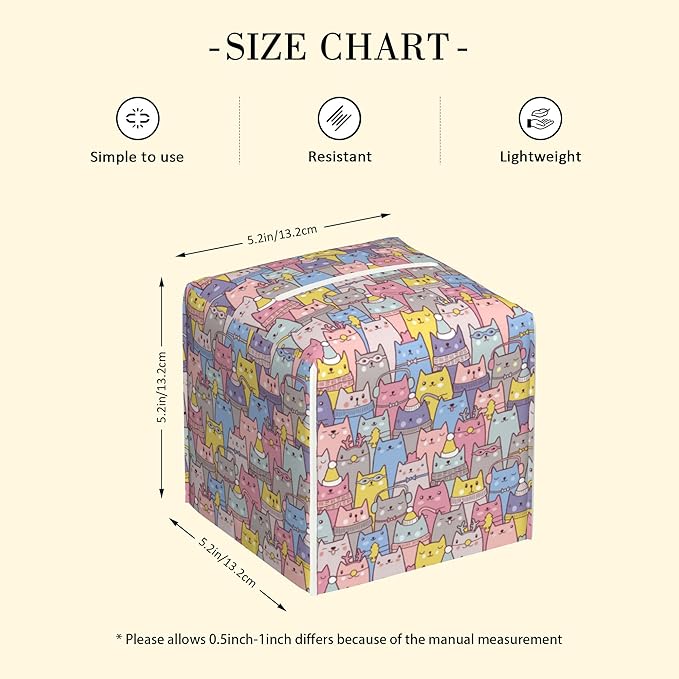 POIUBLE Tissue Box Holder Christmas Cats Tissue Box Cover Square Leather Tissue Holder Organizer Portable Decorative Facial Paper Case for Home Office Bathroom Vanity Countertop