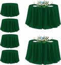 sancua Round Tablecloth 132 Inch Diameter, 6 Pack Hunter Green, Circle Polyester Fabric Table Cloth for Christmas Party Reception Banquet Birthday, Washable Formal Table Cover(Fit 54-96 Inch Tables)