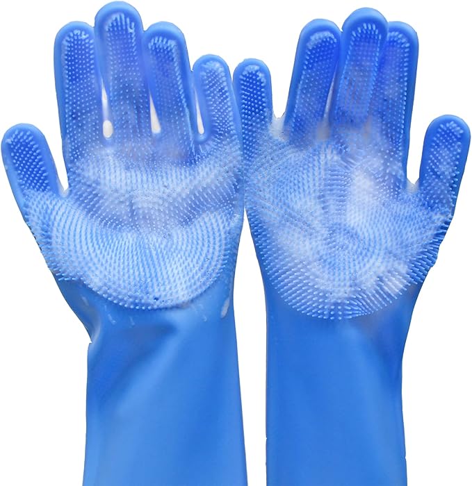 Yintoper Pet Grooming Gloves, Dog Washing Gloves with High-Density Teeth, Heat Resistant Silicone Cat Hair Remover with Enhanced Five Finger Design, Bathing and Massaging for Dogs and Cats