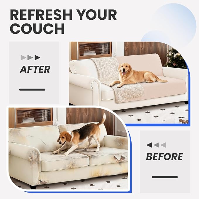 CYCMACO Waterproof Dog Bed Cover, Non-Slip Dog Blanket for Couch, Couch Covers for Dogs Washable, Pet Blanket for Furniture, Pet Bed Mat for Sofa, Car, Pet Supplies (68x82 Inch, Beige)