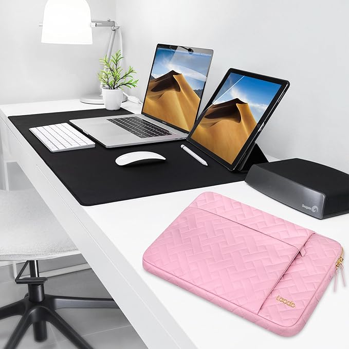 Lacdo Laptop Sleeve Case for 14 inch New MacBook Pro M5/M4/M3/M2/M1 Chips Pro Max A3434 A3112 A3401 A3185 A2918 A2992 A2779 2025-2021, 13.8" Surface Laptop 7th Copilot+PC Computer Bag, Sakura Pink