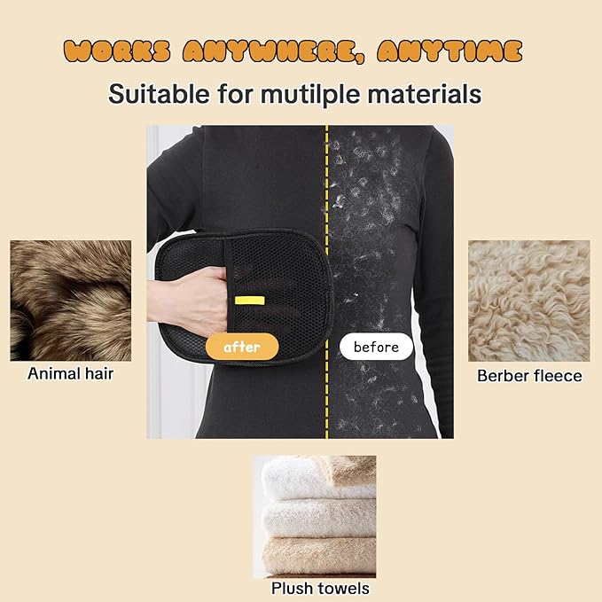 Celivelan Pet Hair Removal Gloves for Cats & Dogs – Reusable Grooming Glove with Static Charge to Remove Fur from Furniture, Carpet, Car Seats & Clothes – Upgraded Pet Hair Remover Mitt(2PCS)
