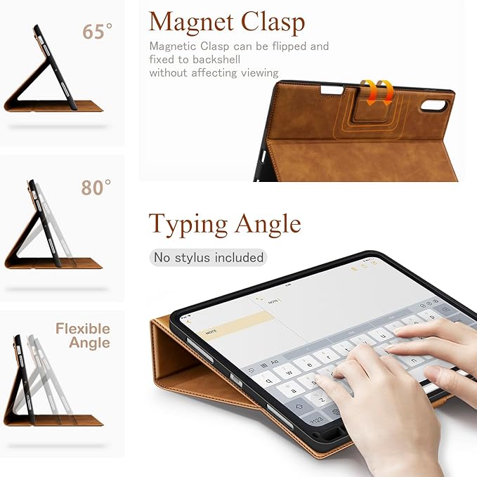 Antbox Case for iPad Air 11-inch M3 (2025) / M2 (2024), iPad Air 5th/4th Generation 10.9'' Vegan Leather with Pencil Holder Typing Angle Auto Sleep/Wake Muti-Stand