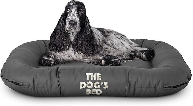 The Dog’s Bed Utility Waterproof Dog Bed, Medium, Grey – Durable Outdoor Oxford Fabric, Tough YKK Zippers, Washable Removable Reversible Cover, for Home Car Crate Kennel & Yard